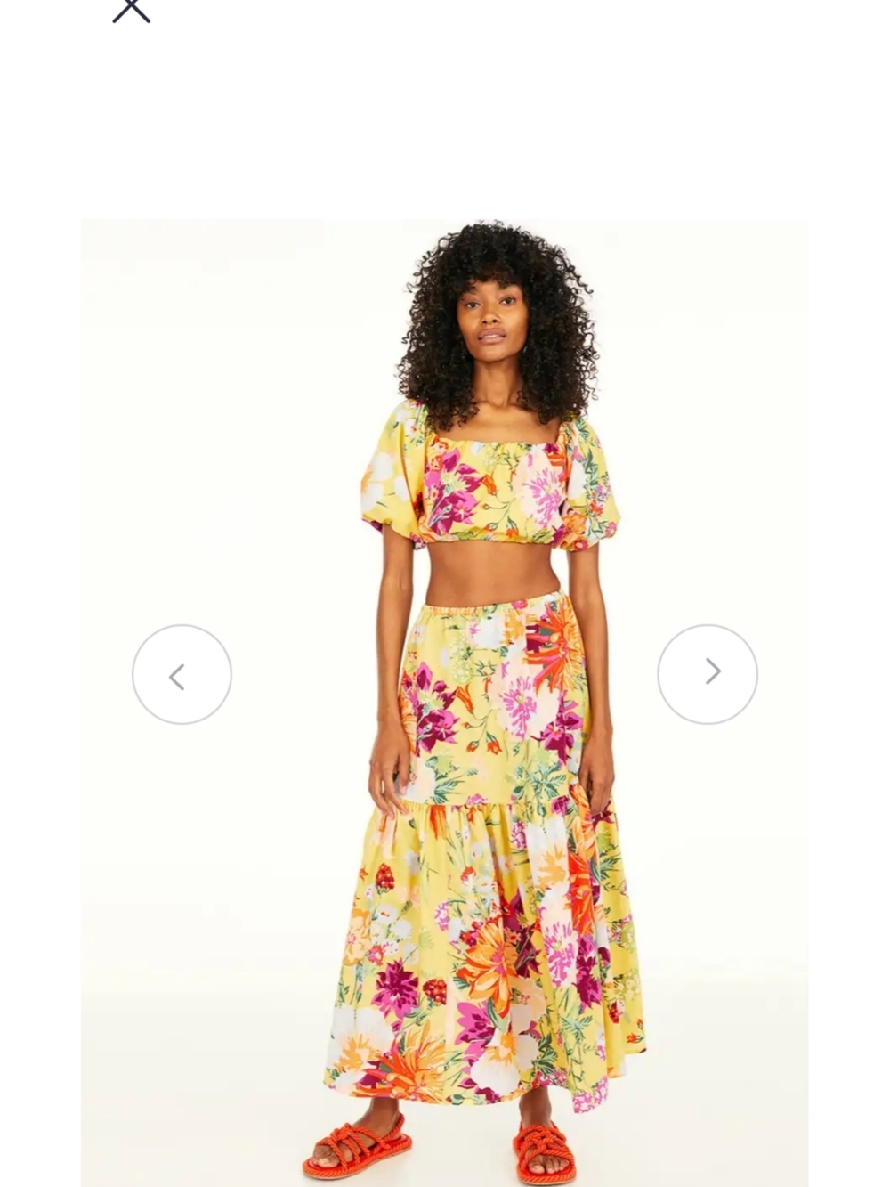 H&M Yellow Floral Tiered Maxi Skirt Size M - Picture 3 of 6